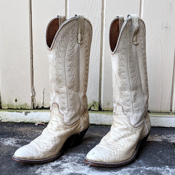 Vintage Shoes - Vintage Off-White Cowboy Boots